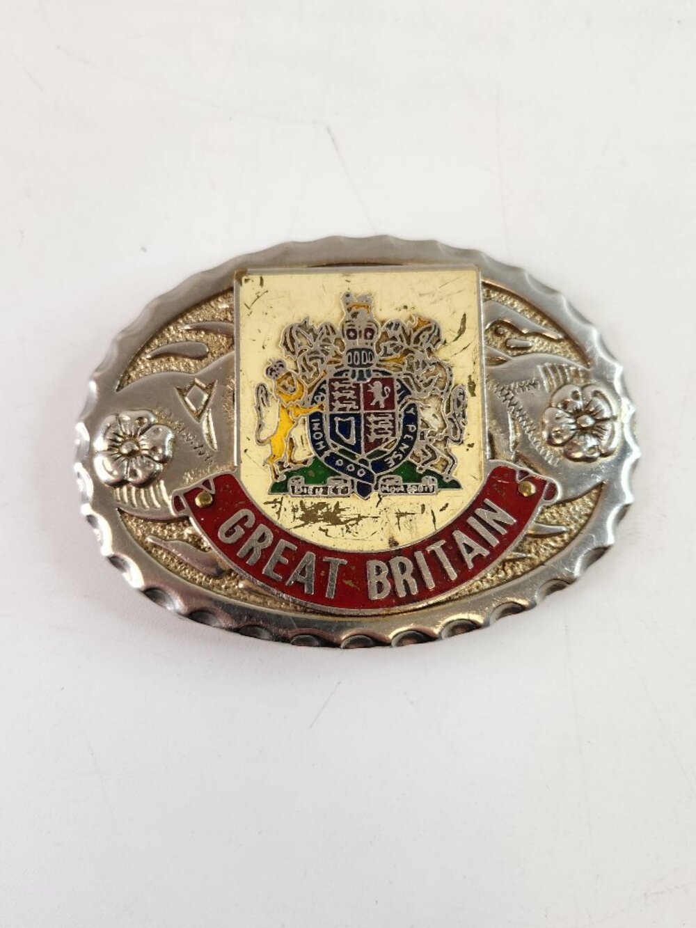 Great Britain Shield Crest Emblem on Belt Buckle England